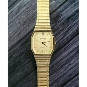 Very Rare Vintage Lord Elgin Mens‎ Diamond Dial Tank Watch